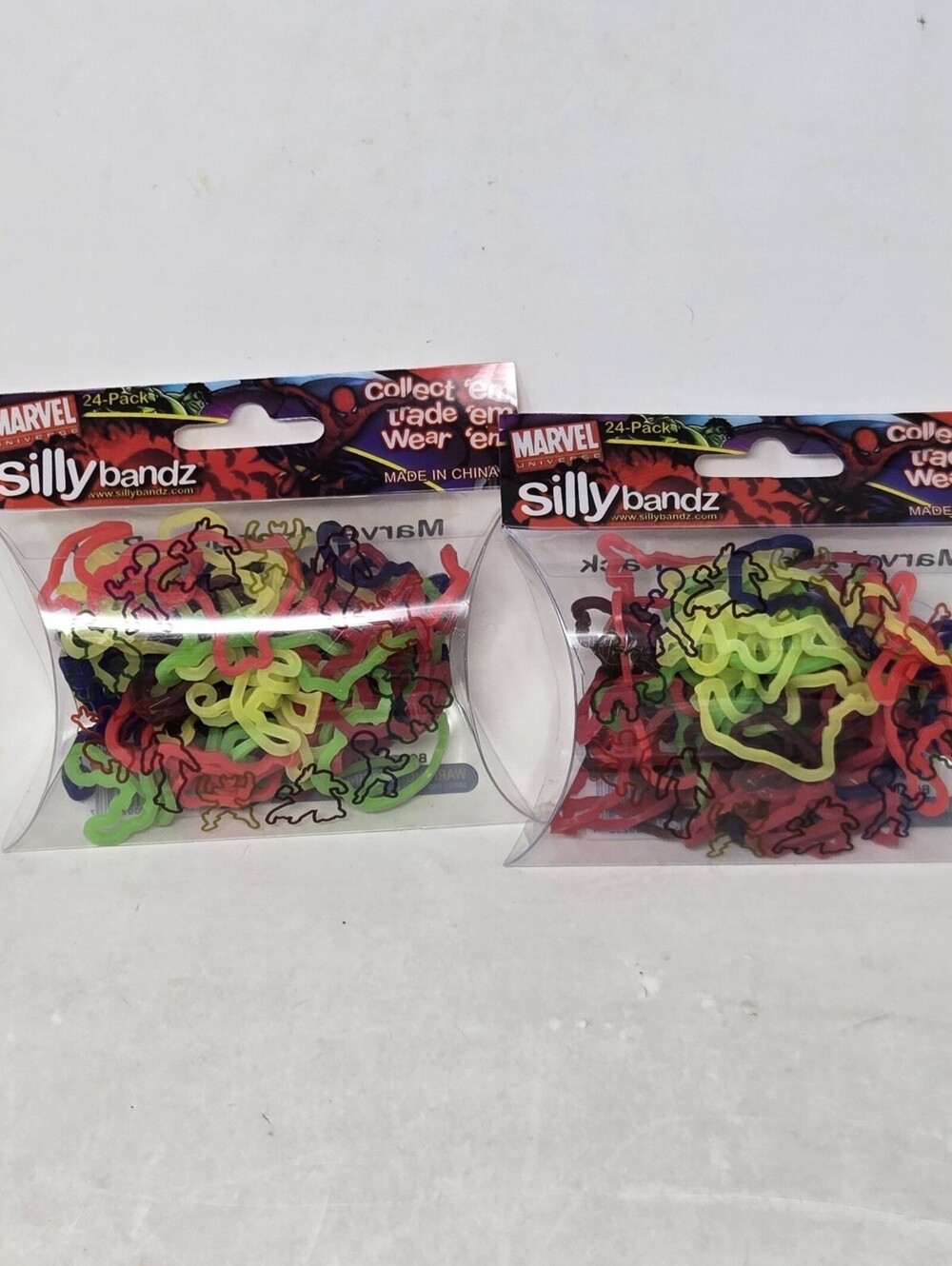 Sillybandz Marvel 24 Pack Shaped Silicone Bracelets NEW X2 Lot Of 2 48 Total